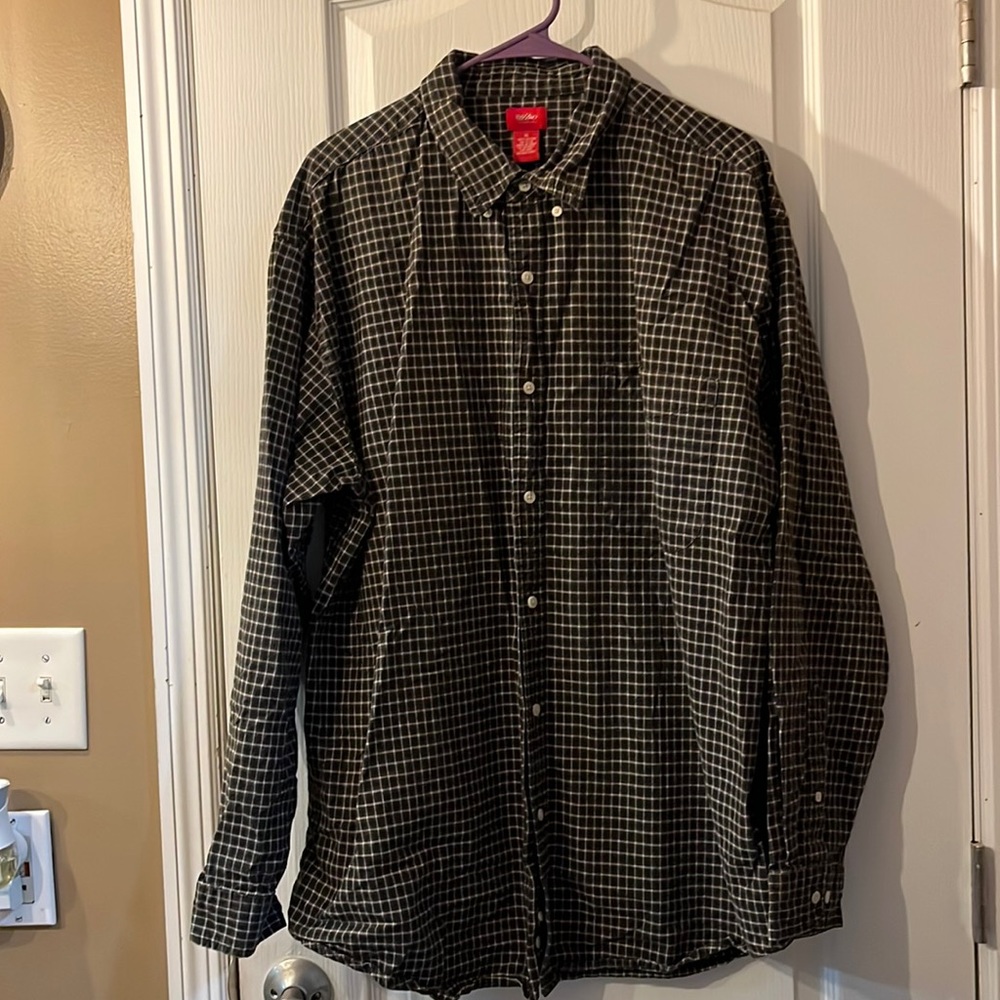 Massimo Navy Checkered Dress Shirt XL